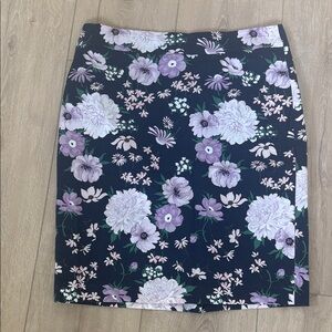 Ann Taylor Factory Purple and Black Floral Pencil Skirt